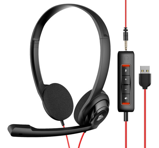Гарнітура з мікрофоном та шумозаглушенням NUBWO HW02 +USB, колір чорний (my-1071)