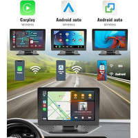 Портативна бездротова автомобільна стереосистема CAMECHO A3327 Apple Carplay та Android Auto, 7-дюймовий сенсорний HD-екран, Bluetooth, (my-1031)