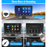 Портативна бездротова автомобільна стереосистема CAMECHO A3327 Apple Carplay та Android Auto, 7-дюймовий сенсорний HD-екран, Bluetooth, (my-1031)