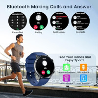 Розумний водонепроникний годинник для чоловіків TAOPON Blue, фітнес-трекер: 1,42-дюймовий сенсорний екран, монітор серцевого ритму та кисню в крові IP67 (my-1047)