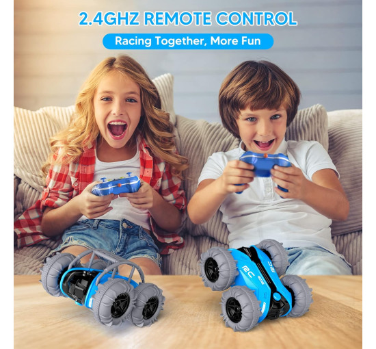 Автомобіль-амфібія з дистанційним керуванням MaxTronic QX012 для хлопчиків та дівчаток від 3 до 12 років блакитний (my-1115)