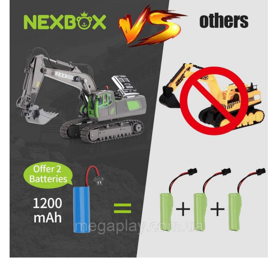 Экскаватор на радиоуправлении NEXBOX YG-BC1043 подсветка, , аккумулятор 1200 мАч, пульт 2,4 ГГц (my-17239)