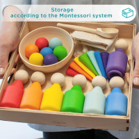 Іграшка Монтессорі дерев'яні ляльки та кульки Ulanik Rainbow Peg (my-14009)