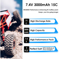 Литий-ионный аккумулятор URGENEX 3000 мАч 7,4 В с разъемом Deans T Plug 2S (my-17194)