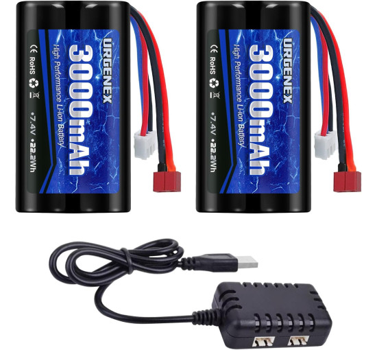 Литий-ионный аккумулятор URGENEX 3000 мАч 7,4 В с разъемом Deans T Plug 2S (my-17194)