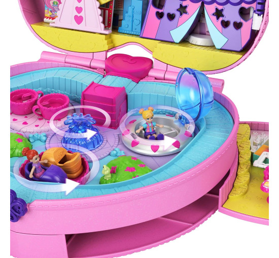 Компактный рюкзак Polly Pocket Theme Park с 2 куклами, аксессуарами и множеством развлечений Mattel GYK91 (my-14034)