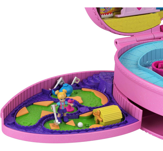 Компактный рюкзак Polly Pocket Theme Park с 2 куклами, аксессуарами и множеством развлечений Mattel GYK91 (my-14034)