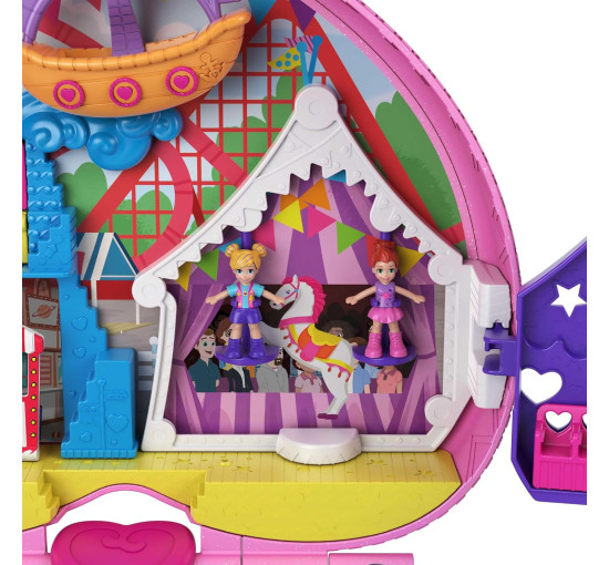 Компактный рюкзак Polly Pocket Theme Park с 2 куклами, аксессуарами и множеством развлечений Mattel GYK91 (my-14034)