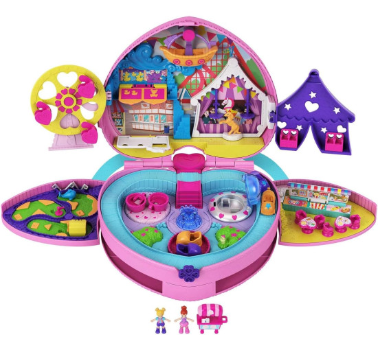 Компактный рюкзак Polly Pocket Theme Park с 2 куклами, аксессуарами и множеством развлечений Mattel GYK91 (my-14034)