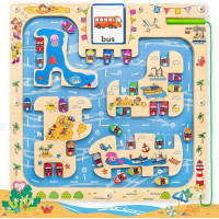 Дерев'яна дошка-головоломка з англійським алфавітом Commodum Montessori 02 для малюків (my-14040)