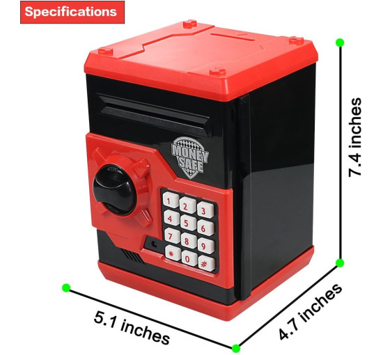 Электронная копилка в форме мини-банкомата с кодовым замком и паролем для детей Habeny WF01 черного и красного цвета (my-14079)