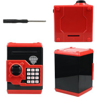 Електронна скарбничка у формі міні-банкомату з кодовим замком та паролем для дітей Habeny WF01 чорного та червоного кольору (my-14079)