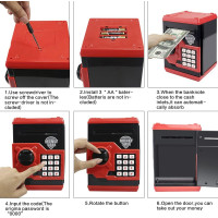 Електронна скарбничка у формі міні-банкомату з кодовим замком та паролем для дітей Habeny WF01 чорного та червоного кольору (my-14079)