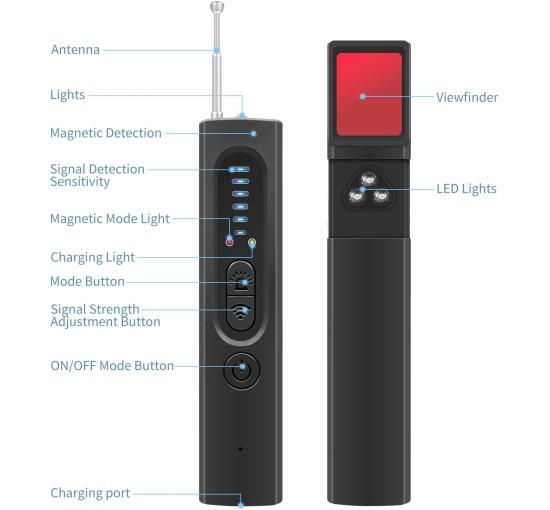 Детектор скрытых камер WRIGGY X13 - карманное устройство для обнаружения шпионов и подслушивающих устройств, сканер беспроводных радиочастотных сигналов (my-9116)