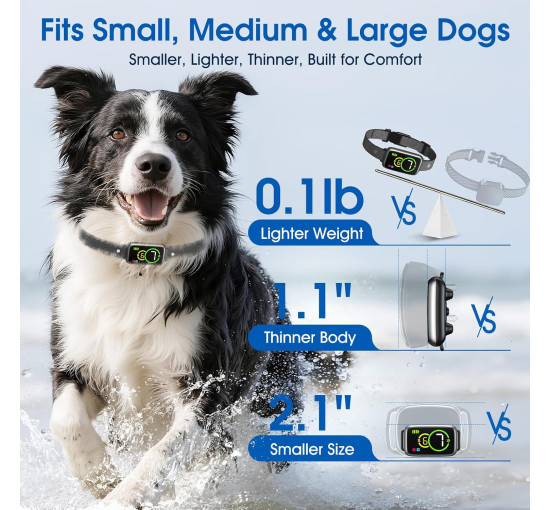 Нашийник для собак NQQHNN проти гавкання з 7 рівнями чутливості чорний (my-18097)