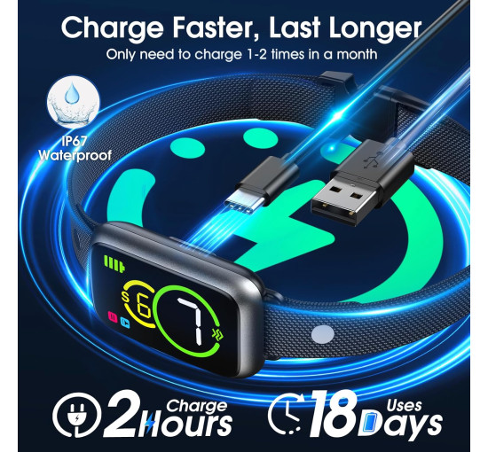 Нашийник для собак NQQHNN проти гавкання з 7 рівнями чутливості чорний (my-18097)