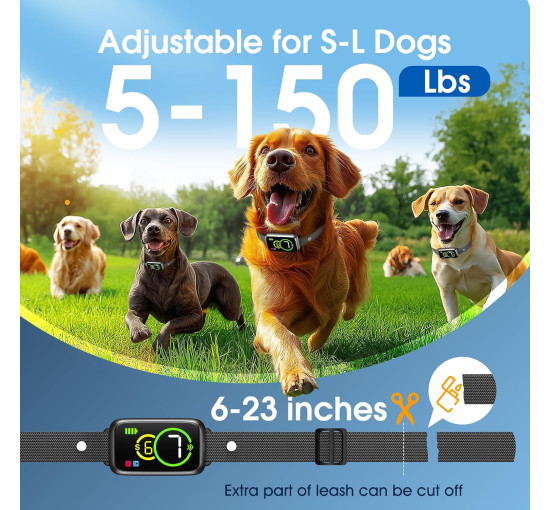 Нашийник для собак NQQHNN проти гавкання з 7 рівнями чутливості чорний (my-18097)