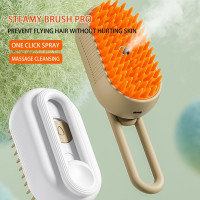 Парова щітка гребінець з ручкою для вичісування шерсті кішок 3 в 1 Steamy Cat Brush Бежева (my-4045)