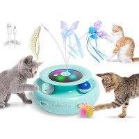 Інтерактивна розумна іграшка для кішок GoldenSun 3-в-1 у формі пір'я, що перезаряджається електрична (my-7003)