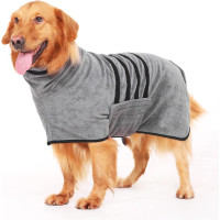 Халат для собак HezzLuv L из микрофибры, полотенце для собак, суперабсорбирующий, быстросохнущий, регулируемый (my-12179)