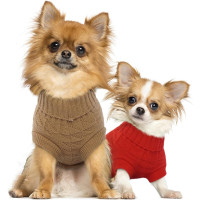 Джемпер для маленькой собаки Ktazinst для таксы с узором в виде снежинок, коричневый S (my-14108)