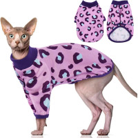Одяг для кішок Katzinst розмір L, костюми для сфінксів, корніш-рексів з леопардовим принтом, комбінезони, що дихають, з короткими рукавами для кішок (my-14118)