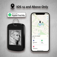 Двосторонній локатор, брелок трекер для Apple Find My (тільки iOS) FindXeink E-Ink Finder Tag, зображення користувача/текст/контакт, чорний (my-15319)