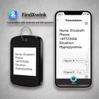 Двосторонній локатор, брелок трекер для Apple Find My (тільки iOS) FindXeink E-Ink Finder Tag, зображення користувача/текст/контакт, чорний (my-15319)