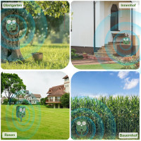 Ультразвуковой отпугиватель HULAXILOTI KSSPP10 упаковка из 2 штук 5 режимов работы водонепроницаемый IP65 для отпугивания бродячих кошек голубей и других животных (my-17226)