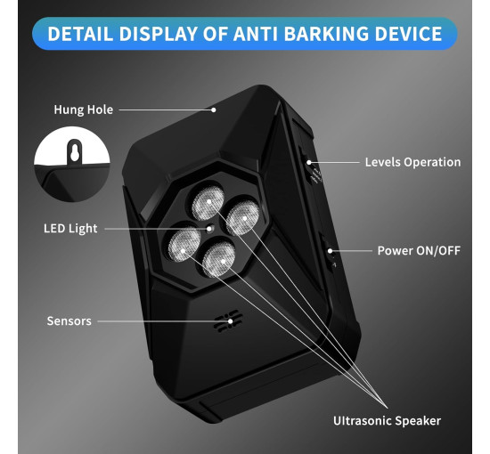 Антилай для собак ультразвуковое устройство с 3 режимами SOLITUZURODE (my-18148)