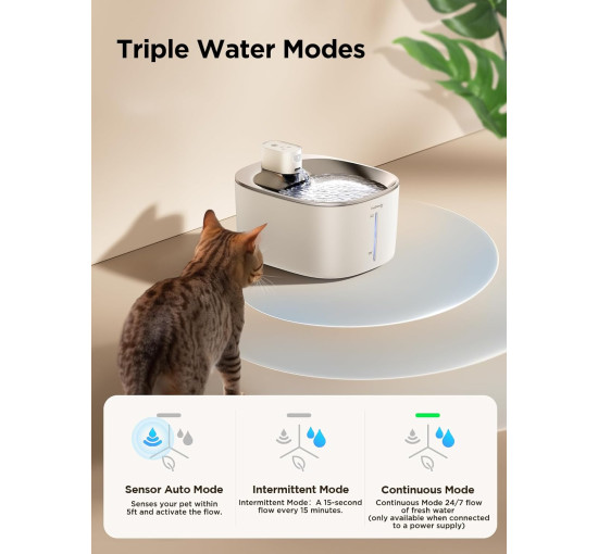 Бездротовий фонтан для кішок з датчиком FEELNEEDY YPD-C004P білий (my-18092)