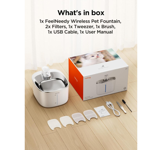 Бездротовий фонтан для кішок з датчиком FEELNEEDY YPD-C004P білий (my-18092)
