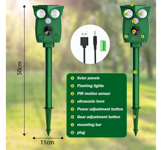 Ультразвуковой отпугиватель домашних животных на открытом воздухе PEHTIY (my-18125)