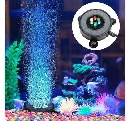 Світлодіодний світильник Air Stone для акваріума, різнокольоровий диск-міхур для риб (my-18158)