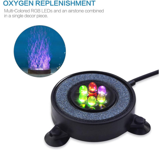 Світлодіодний світильник Air Stone для акваріума, різнокольоровий диск-міхур для риб (my-18158)