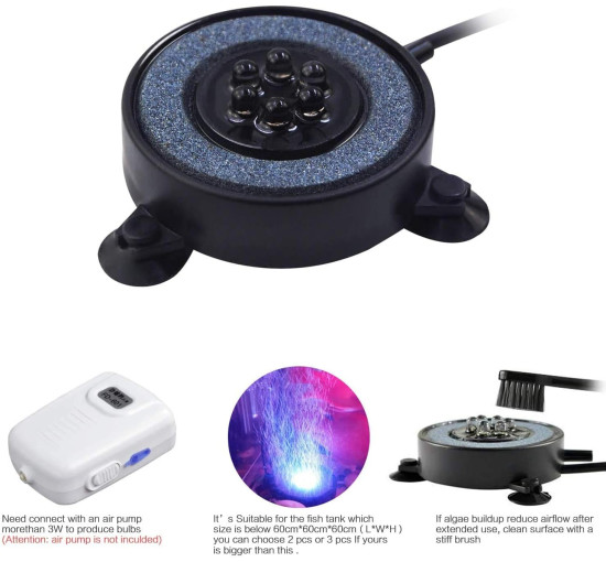 Світлодіодний світильник Air Stone для акваріума, різнокольоровий диск-міхур для риб (my-18158)