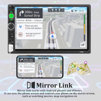 Автомобильная стереосистема Double Din Bluetooth  радиоприемник 7-дюймовый MP5-плеер HD с сенсорным экраном, AUX в USB Вход для TF-карты  проигрыватель UNITOPSCI (my-1028)