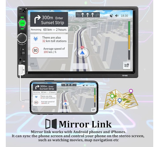 Автомобильная стереосистема 2Din Bluetooth радиоприемник 7-дюймовый MP5-плеер HD с сенсорным экраном, AUX в USB Вход для TF-карты  проигрыватель UNITOPSCI (my-1028)
