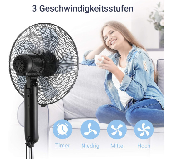 Бесшумный напольный вентилятор Midea FS40-15FR с дистанционным управлением. (my-16090)