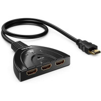 Перемикач QGECEN HDMI Switch Splitter 3 in 1 Out HDMI Switch, HDMI Splitter, HDMI Hub чорний (my-6152)