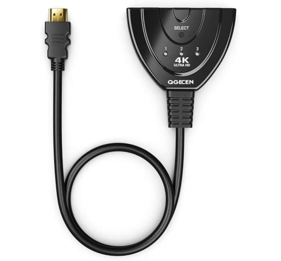 Переключатель QGECEN HDMI Switch Splitter 3 in 1 Out HDMI Switch, HDMI Splitter, HDMI Hub черный (my-6152)