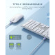 Беспроводная клавиатура и мышь Seenda JP-064-3 совместимые с Win 7/8/10, MacBook Pro/Air, iPad, планшетом белый серебристый (my-11038)