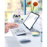 Бездротова клавіатура та миша Seenda JP-064-3 сумісні з Win 7/8/10, MacBook Pro/Air, iPad, планшетом білий сріблястий (my-11038)