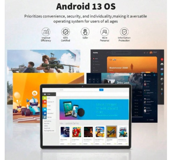 Планшет RELNDOO Android13 ОЗУ 6 ГБ ПЗУ 256ГБ CPU Rockchip экран 10,1" зеленый (my-8051)