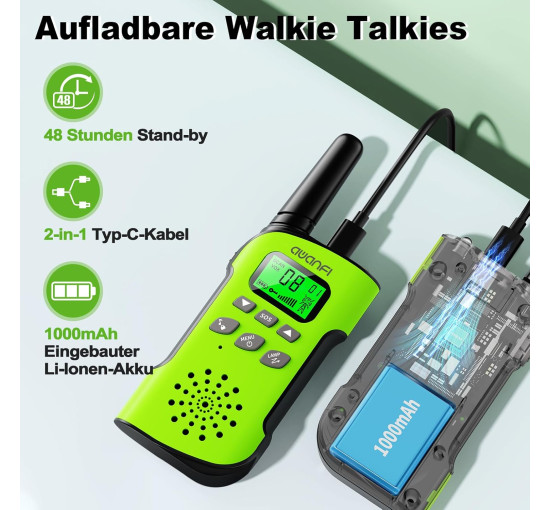 Рація AWANFI GL-528 2шт, РК дисплей, ліхтарик, зелений та жовтий (my-19038)