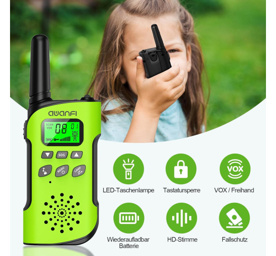 Рація AWANFI GL-528 2шт, РК дисплей, ліхтарик, зелений та жовтий (my-19038)