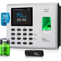 Табельний годинник NGTeco NG-K4 для співробітників малого бізнесу, табельний годинник зі сканером відбитків пальців та сріблястий батареєю (my-8062)