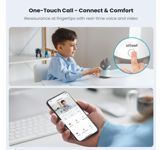 Відеоняня ieGeek Baby 1T з роздільною здатністю 2K та 5-дюймовим екраном, у сірому кольорі (my-19034)