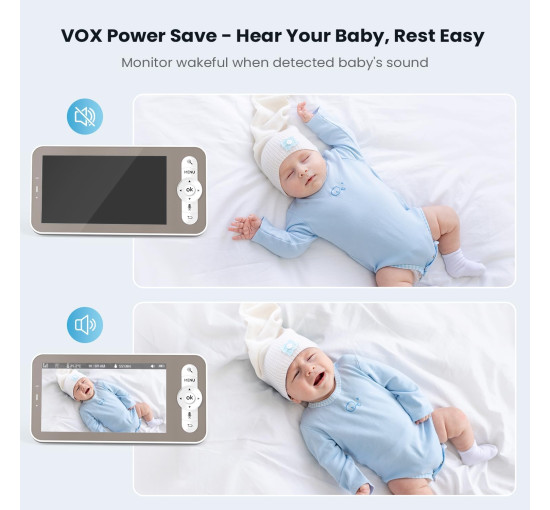 Відеоняня ieGeek Baby 1T з роздільною здатністю 2K та 5-дюймовим екраном, у сірому кольорі (my-19034)