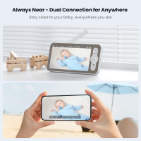 Відеоняня ieGeek Baby 1T з роздільною здатністю 2K та 5-дюймовим екраном, у сірому кольорі (my-19034)